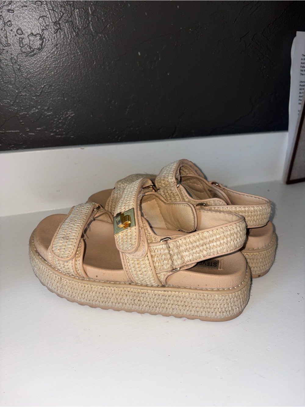 Steve Madden BIGMONA Natural Raffia Platform Sandals
